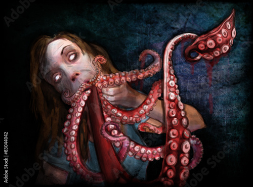 Vászonkép Zombie con tentacoli