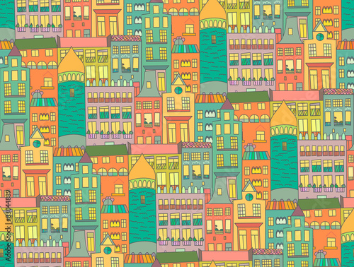 Seamless pattern bright houses Vector eps10