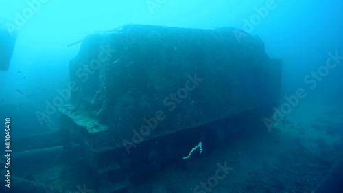 rail car on the deck of the wreck SS Thistlegorm, Red Sea 
 photo