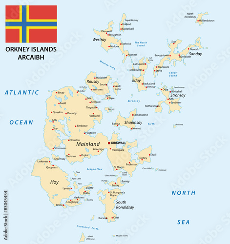 orkney islands map with flag photo