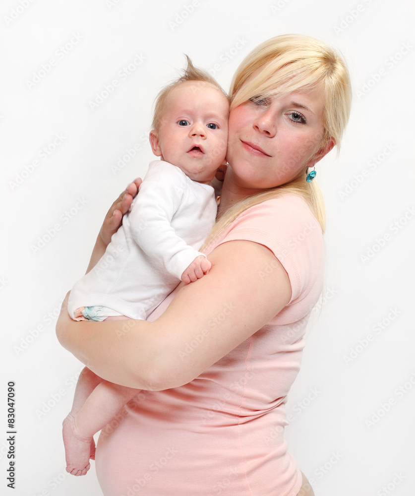 Young mother with her newborn baby. Young mother with her newborn baby.