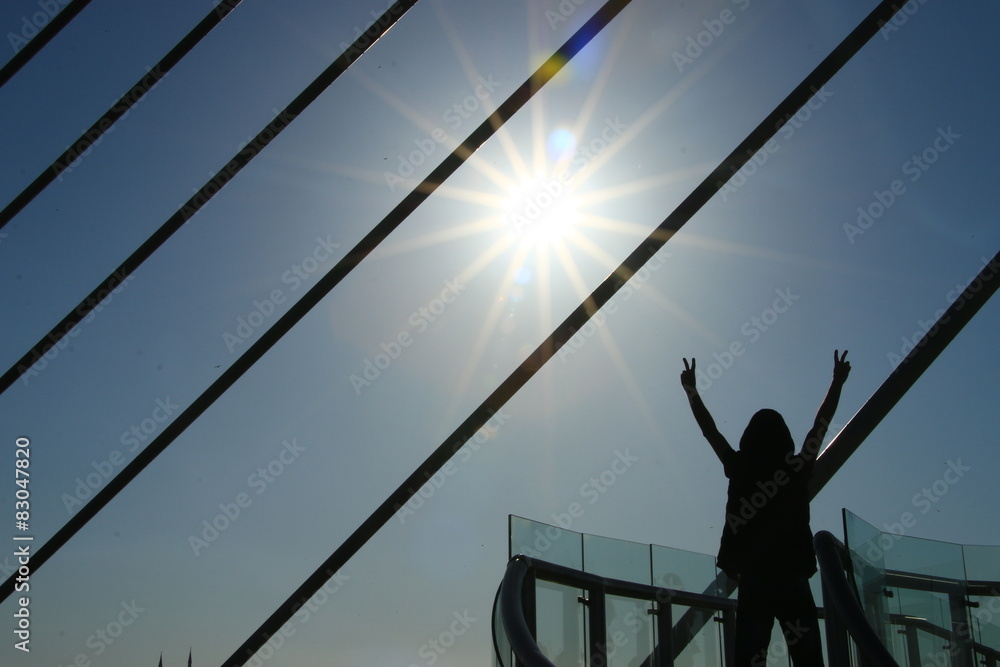Fototapeta premium man making victory symbol 