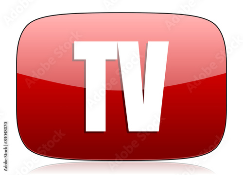 tv red glossy web icon