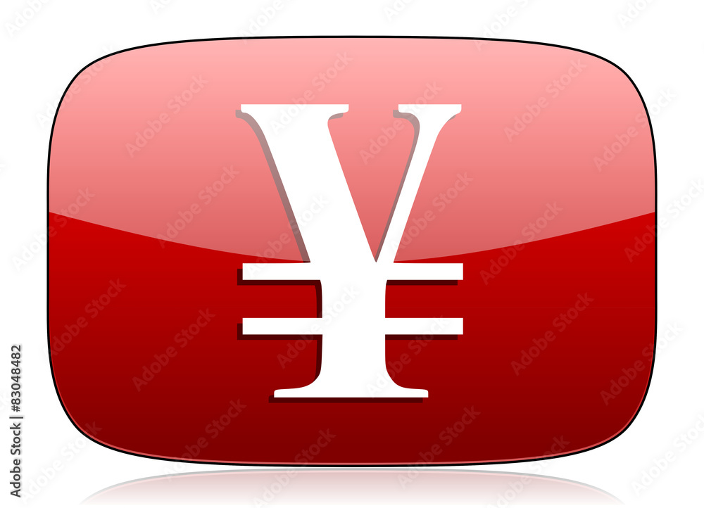 yen red glossy web icon yen red glossy web icon
