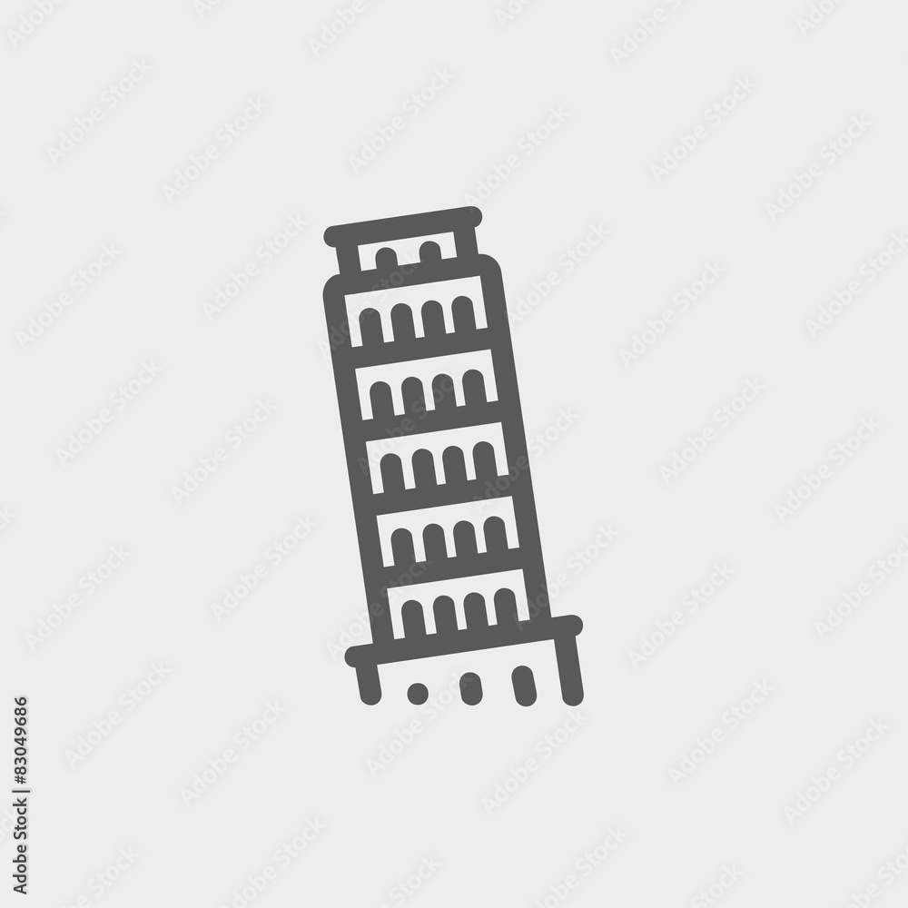 The Leaning Tower Pisa thin line icon