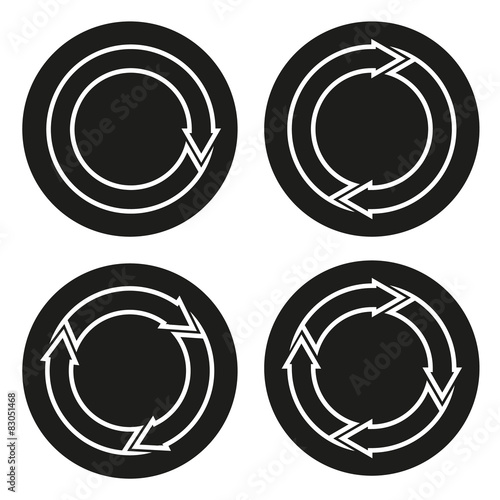Collection of 4 isolated buttons with rounded outlined arrows