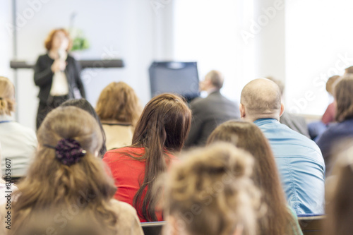 Bilde på lerret People on the Conference Listening to the Lecturer. Back View.