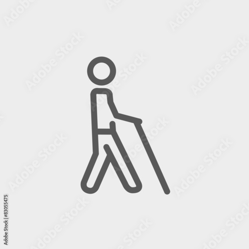 Man with stick thin line icon