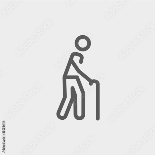Man with Cane thin line icon