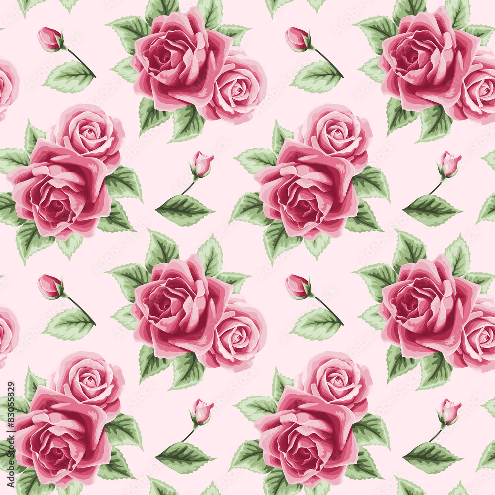 Fototapeta premium Vintage seamless pattern with roses