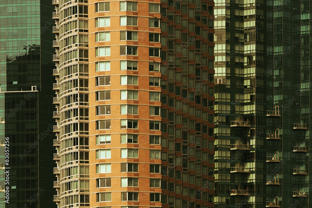 Apartment building closeup in Manhattan Downtown.