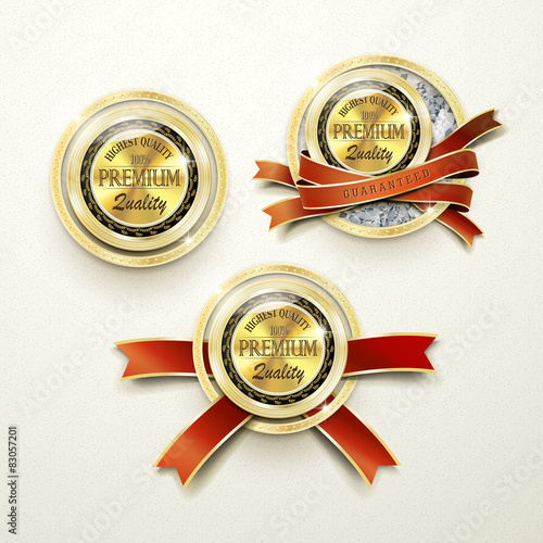 premium quality golden labels with diamond elements