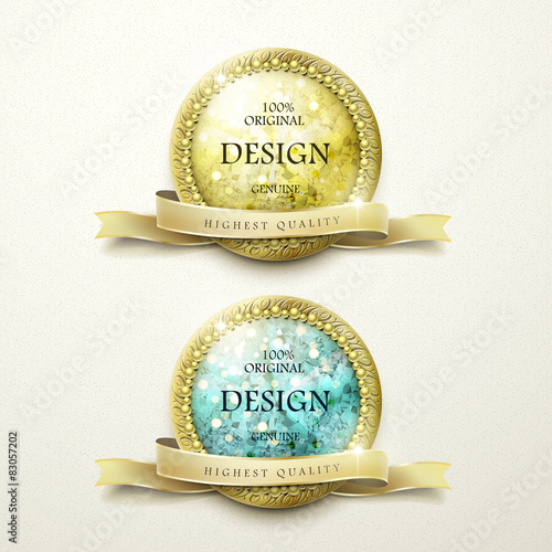 premium quality golden labels with diamond elements