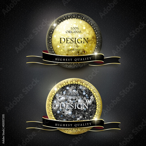 premium quality golden labels with diamond elements