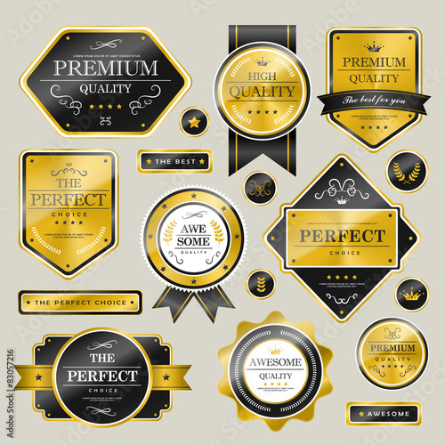 premium quality sparkling golden labels collection