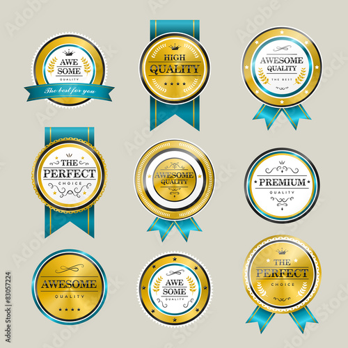 premium quality sparkling golden labels