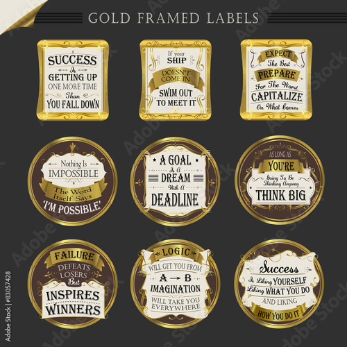 gold framed premium quality labels collections