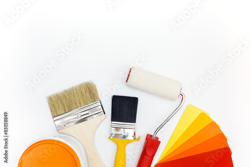 paint tools with color samples and can photo