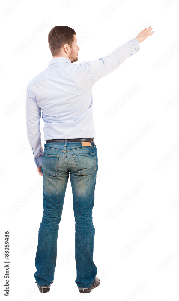 Back view of pointing business man. Back view of pointing business man.