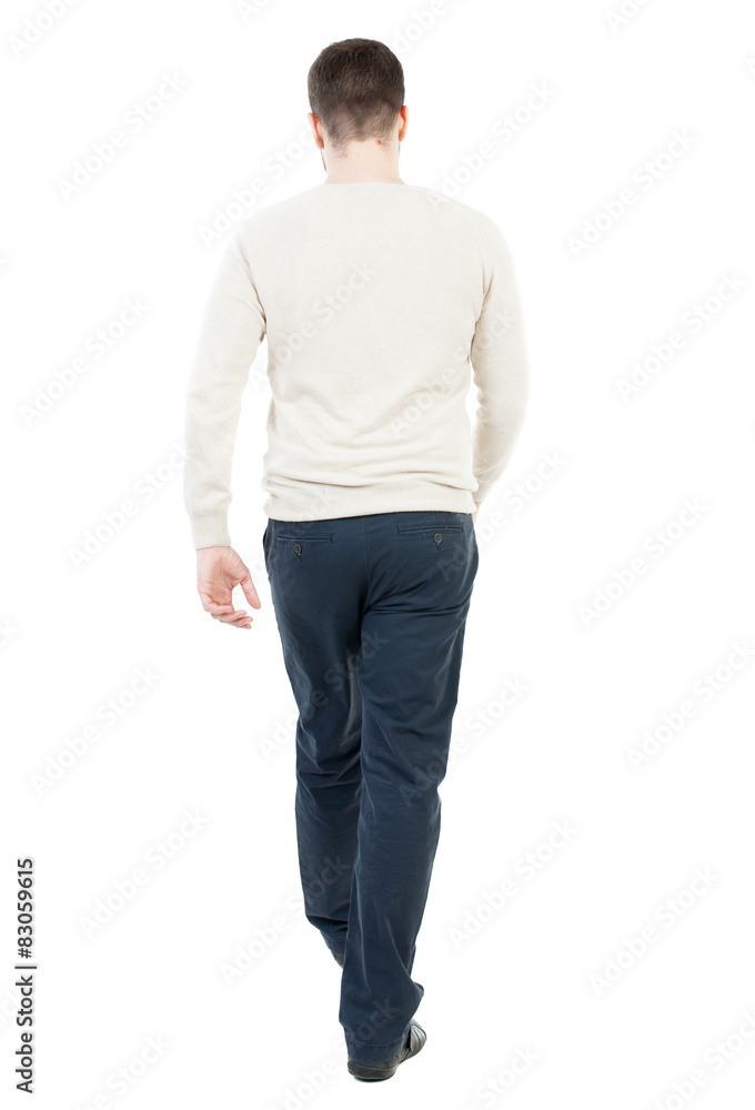 Back view of going handsome man Back view of going handsome man