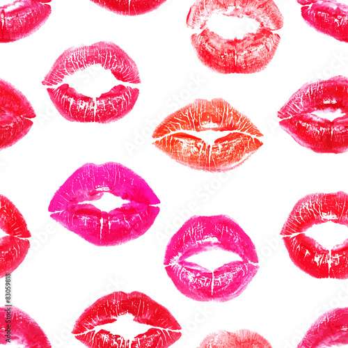 Seamless colorful lips prints