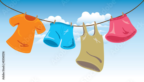 hanging clothes on washing line