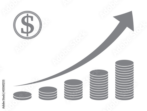 stacked coins graph , raising arrow