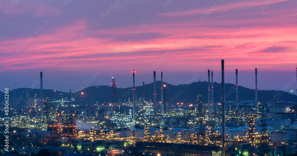 Oil refinery power station at twilight