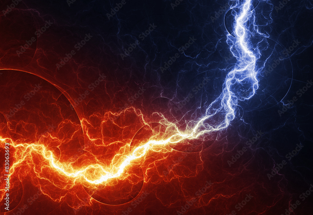 Fire and ice abstract lightning background - obrazy, fototapety, plakaty 