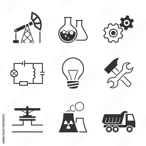 Industry simple vector icon set