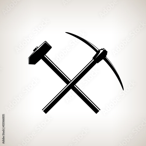 Silhouette of a Crossed Pickaxe and Sledgehammer