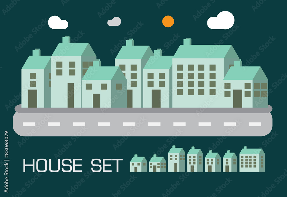 House set green tone concept