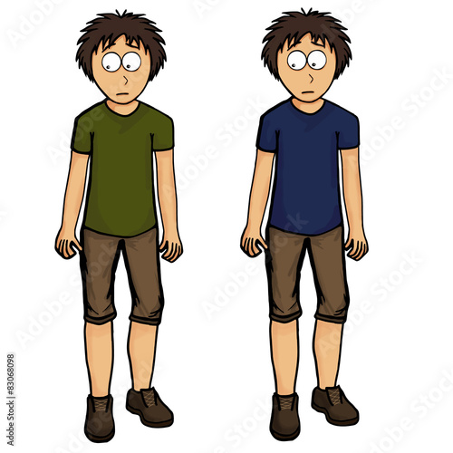 Boy in shorts illustration design, drawing, emotion