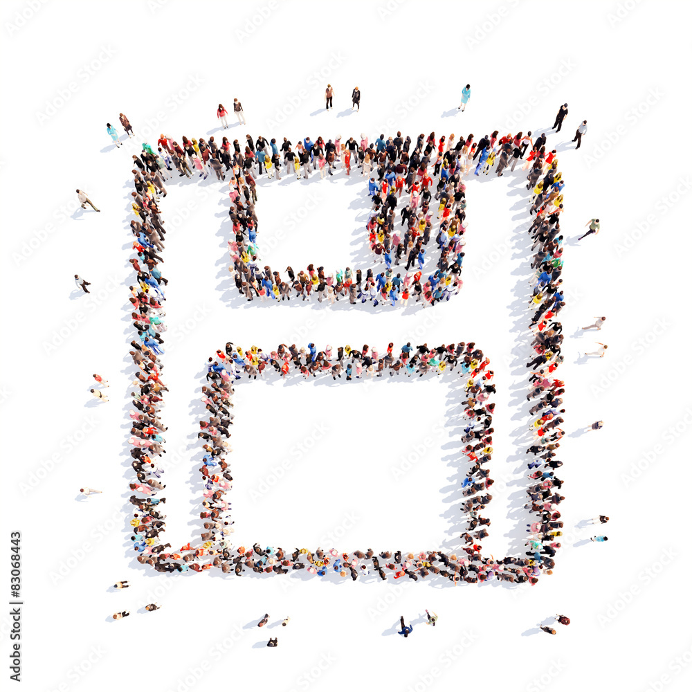 people in the shape of a floppy disk. people in the shape of a floppy disk.