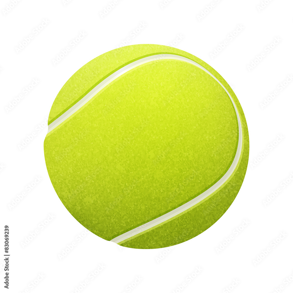 Single tennis ball isolated on white background. Vector EPS10 Stock