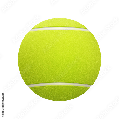 Single tennis ball isolated on white background.