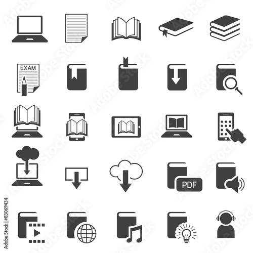 School Online, E-Learning, E-Book, Book Icons Set