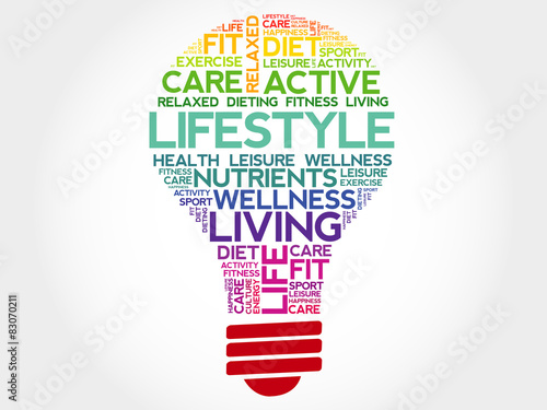 LIFESTYLE bulb word cloud, health concept