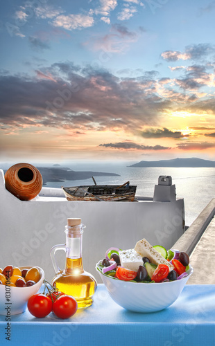 Greek salad in Santorini island, Greece