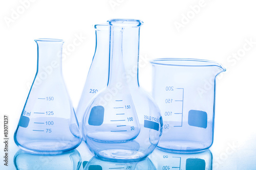 Group of empty laboratory flasks