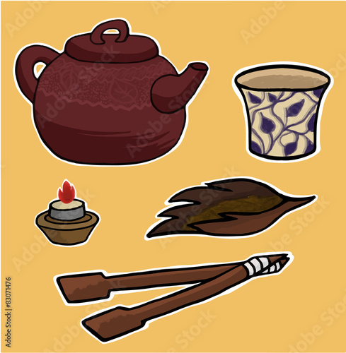 Chinese tea ceremony vector pattern illustration