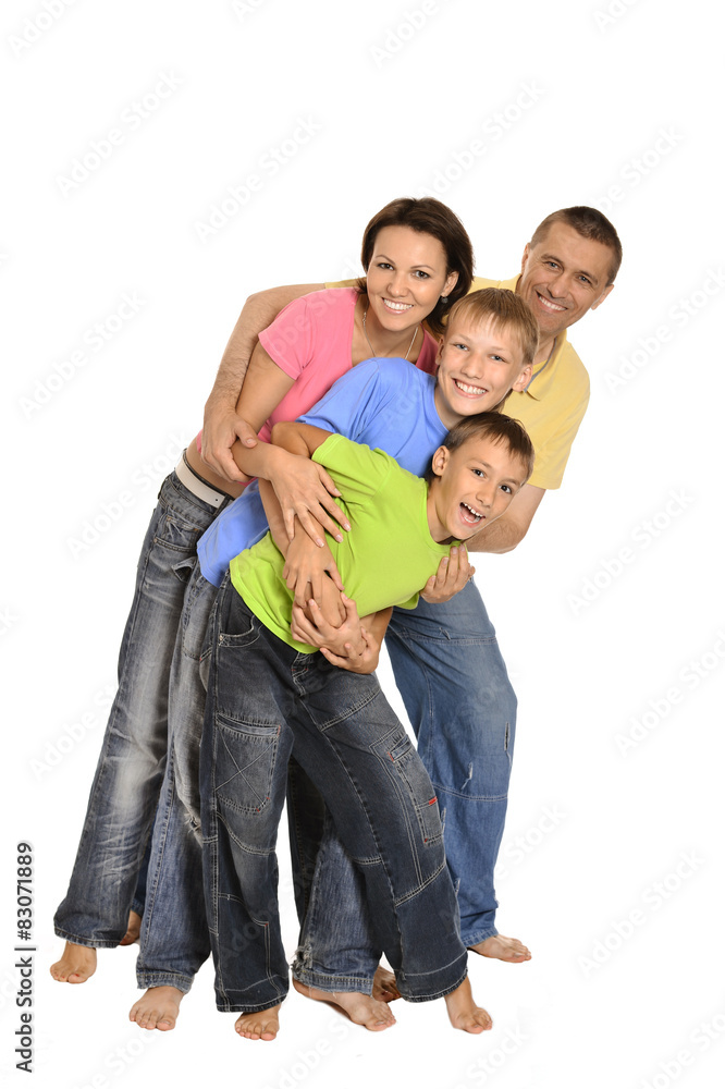  Happy family of four