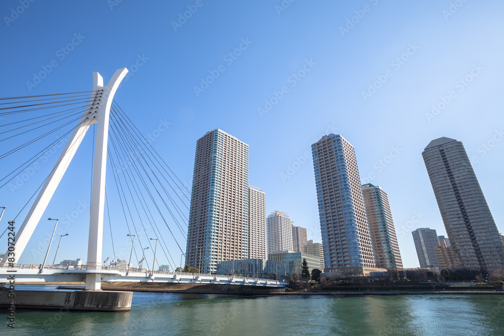 Obraz premium 隅田川と高層マンション