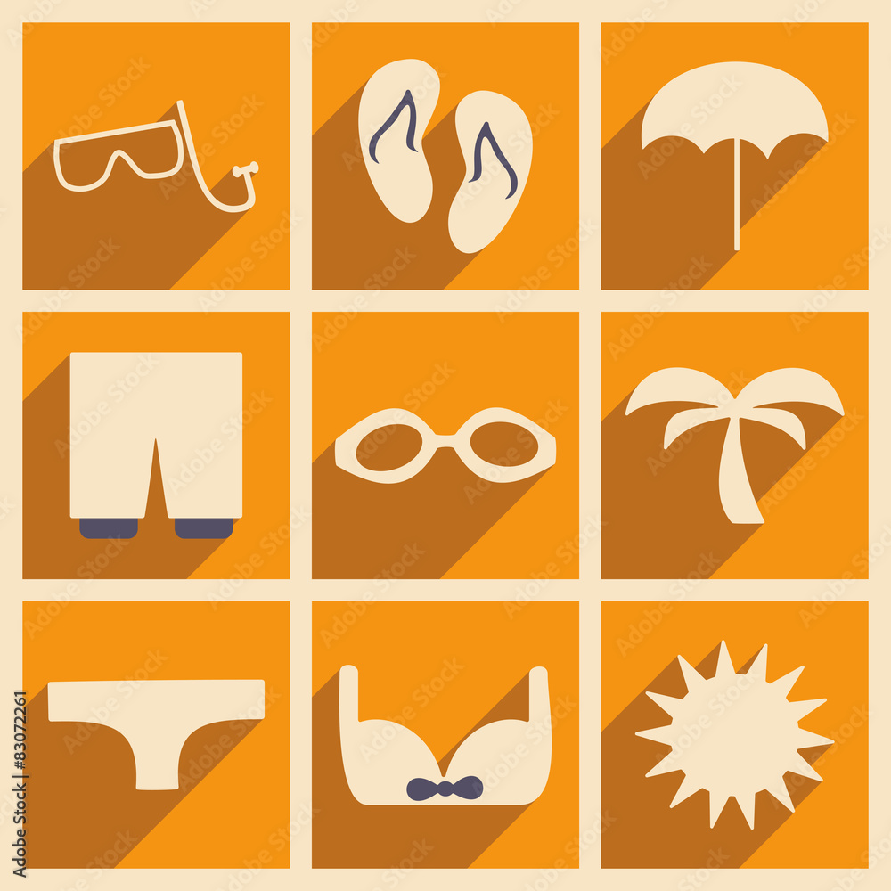 Fototapeta premium Flat with shadow concept and mobile application summer