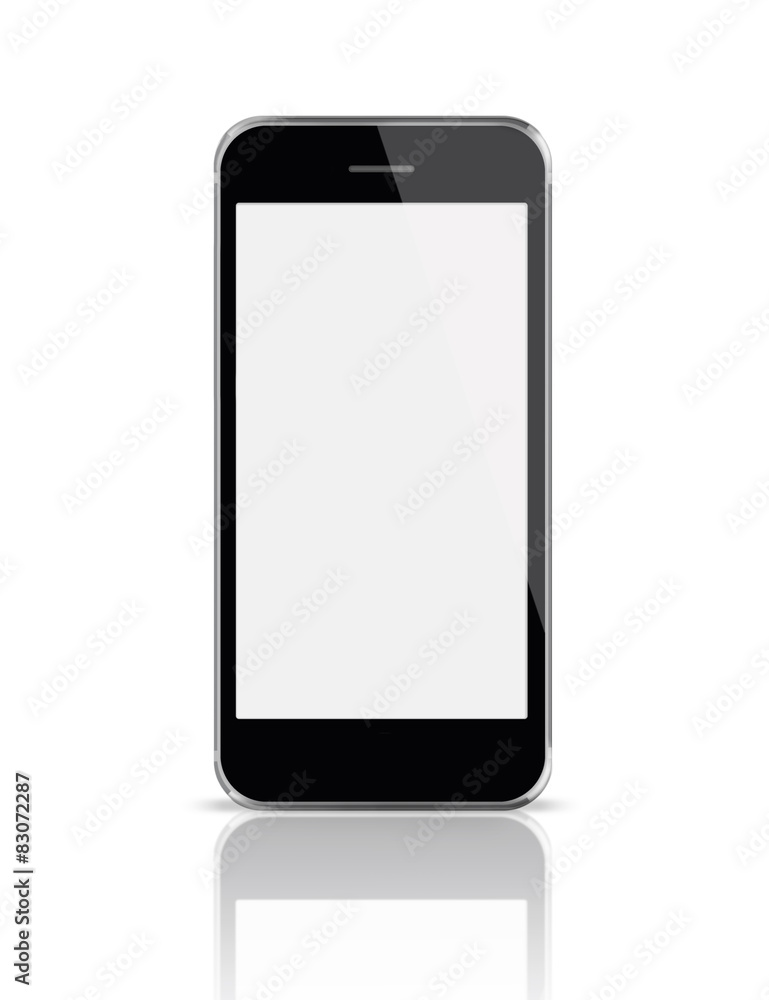 Mobile smart phone with white screen isolated on white backgroun Mobile smart phone with white screen isolated on white backgroun
