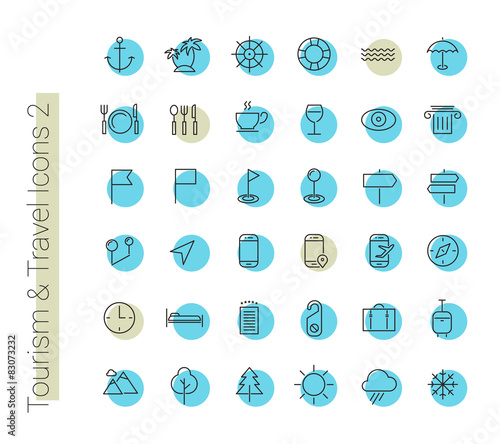 Travel, tourism and weather icons, set 2