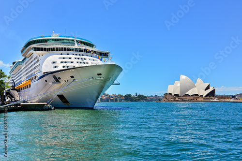Sydney Opera House and a cruise ship in Sydney Harbour