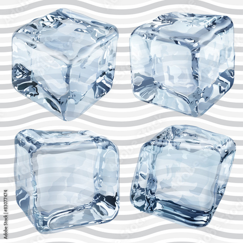 Transparent light blue ice cubes. Transparency only in vector