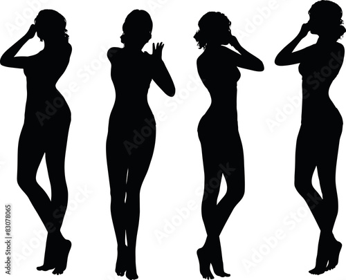 woman silhouette with hand gesture holding nose