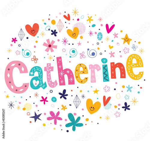 Catherine girls name decorative lettering type design